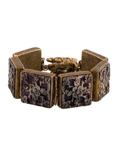 Pre-owned Stephen Dweck Pearl Floral Wrap Bracelet In Purple