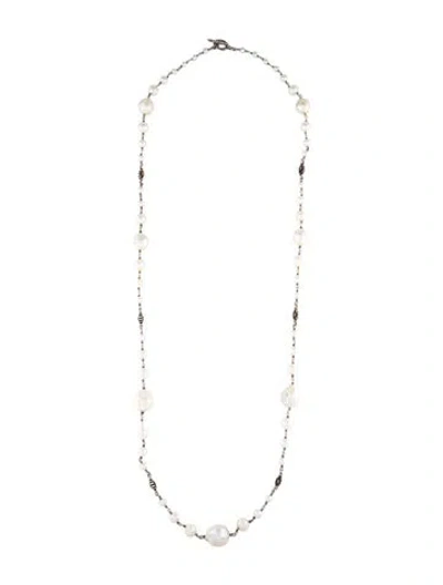 Pre-owned Stephen Dweck Pearl Long Station Collar Necklace, 39.25" In Multicolor