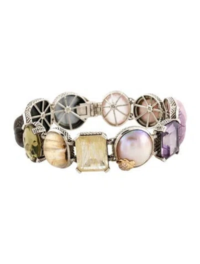 Pre-owned Stephen Dweck Pearl, Mother Of Pearl & Multistone Bracelet, 7.25"