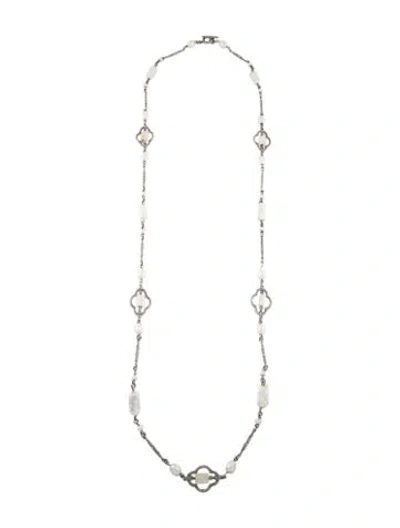 Pre-owned Stephen Dweck Pearl, Mother Of Pearl Station Necklace, 43.5" In Multi