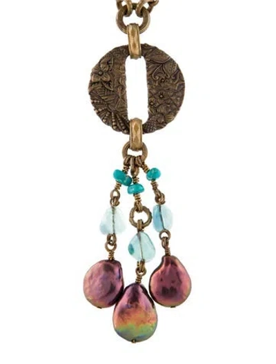 Pre-owned Stephen Dweck Pearl Multistone Pendant Necklace, 18"