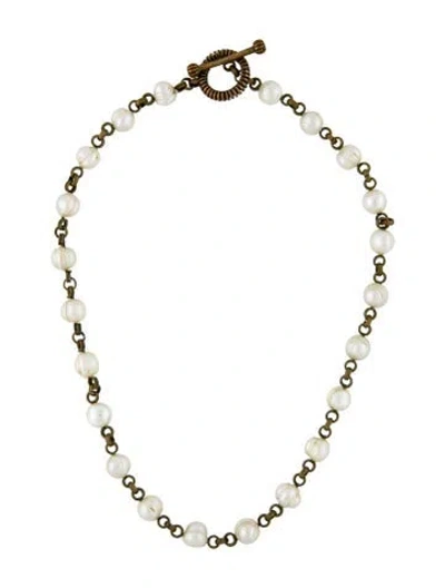 Pre-owned Stephen Dweck Pearl Station Necklace, 17" In Multi