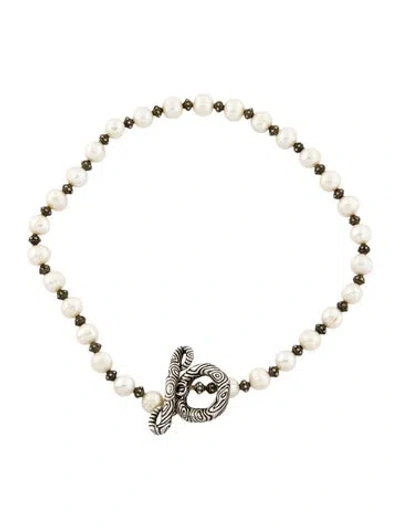 Pre-owned Stephen Dweck Pearl Strand Choker Necklace, 16" In Multi