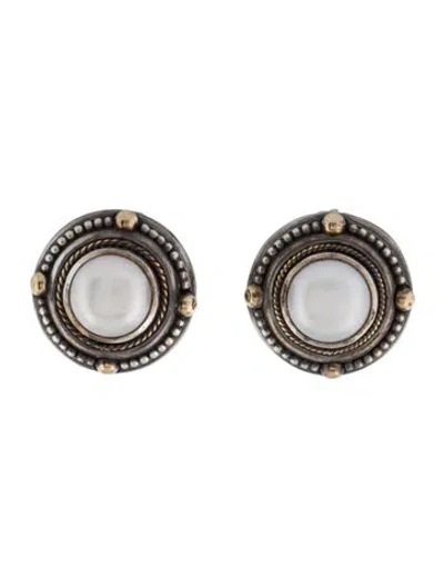 Pre-owned Stephen Dweck Pearl Stud Earrings In Multi