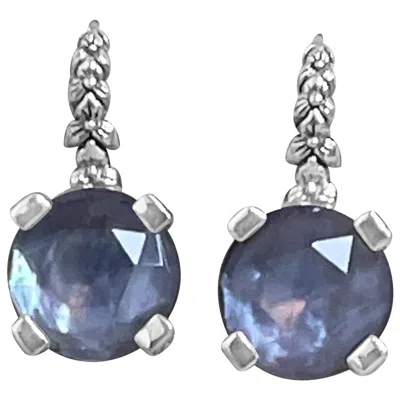 Pre-owned Stephen Dweck Pink Amethyst With Flower Engraving Sterling Silver Drop Earrings In Purple