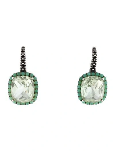 Pre-owned Stephen Dweck Prasiolite & Chrysoprase Drop Earrings In Multicolor
