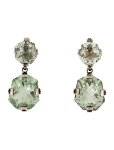 Pre-owned Stephen Dweck Prasiolite Galactical Freeform Drop Earrings In Multi