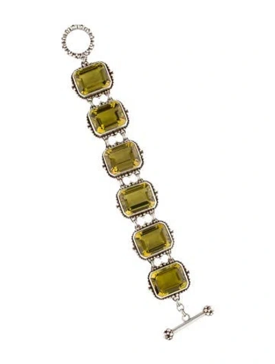 Pre-owned Stephen Dweck Quartz 7 Stone Station Bracelet, 6.75" In Multi