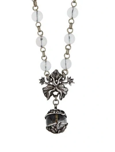 Pre-owned Stephen Dweck Quartz & Glass Pendant Necklace, 43" In Clear