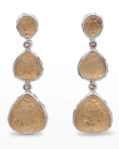 Stephen Dweck Quartz And Tourmaine Drop Earrings In Gold