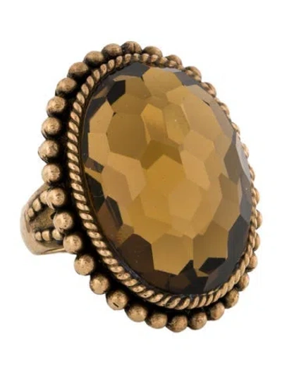 Pre-owned Stephen Dweck Quartz Cocktail Ring In Brown