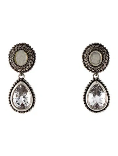Pre-owned Stephen Dweck Quartz Drop Clip-on Earrings In Multi