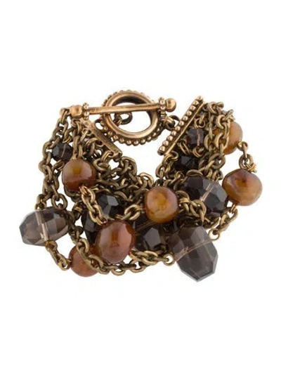 Pre-owned Stephen Dweck Quartz Multistrand Bracelet In Brown