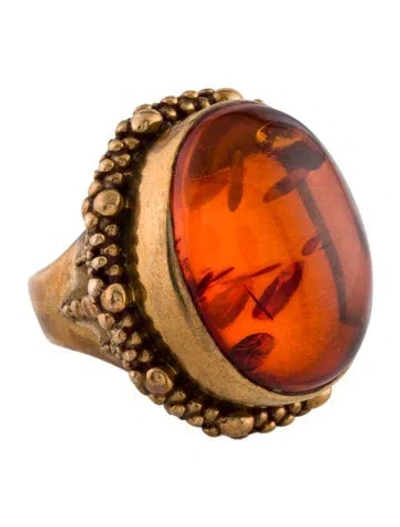 Pre-owned Stephen Dweck Resin Cocktail Ring In Brown