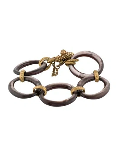 Pre-owned Stephen Dweck Resin Link Bracelet, 8.75" In Brown