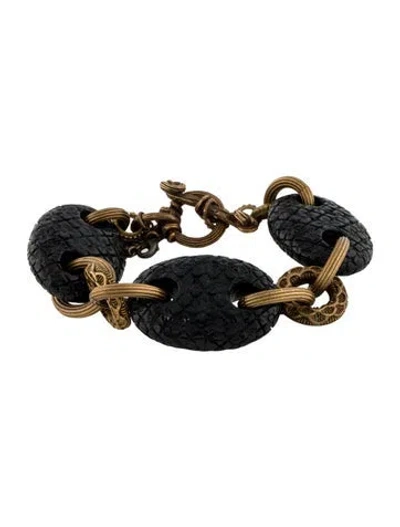 Pre-owned Stephen Dweck Resin Station Bracelet, 6.25" In Black
