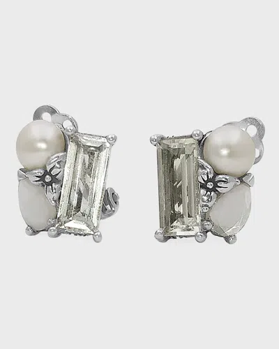 Stephen Dweck Rock Crystal And Mother-of-pearl Triplet Earrings In Noclr