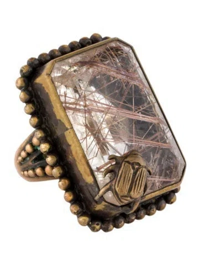 Pre-owned Stephen Dweck Scarab Cocktail Ring In Multi