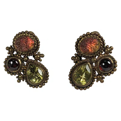 Pre-owned Stephen Dweck Silver Gilt Semi Precious Ear Clips In Multi