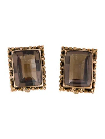 Pre-owned Stephen Dweck Smoky Quartz Clip-on Earrings In Multicolor