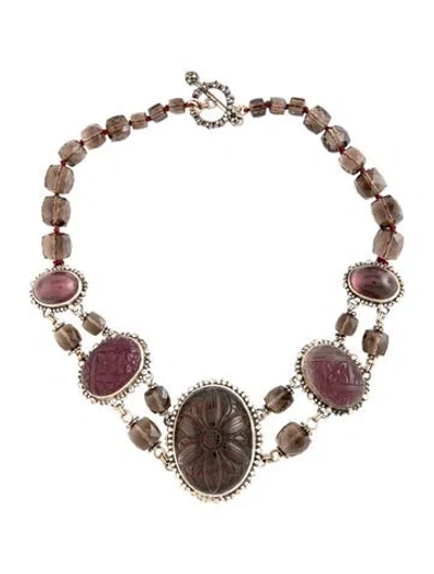 Pre-owned Stephen Dweck Smoky Quartz Doublet Double Strand Collar Necklace, 16.25" In Multicolor
