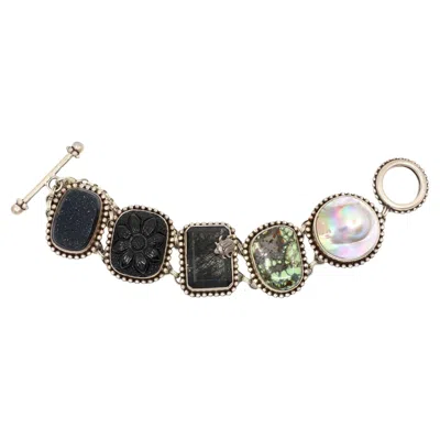 Pre-owned Stephen Dweck Sterling Multistone Station Bracelet
