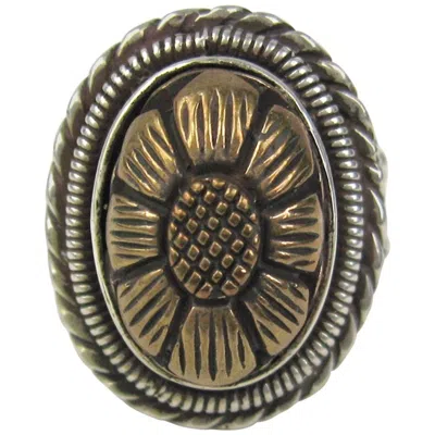 Pre-owned Stephen Dweck Sterling Silver Floral Carved Ring - New, Never Worn 1990s In Black