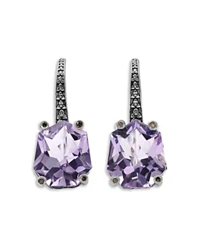 Stephen Dweck Sterling Silver Galactical Amethyst & Champagne Diamond Drop Earrings In Purple