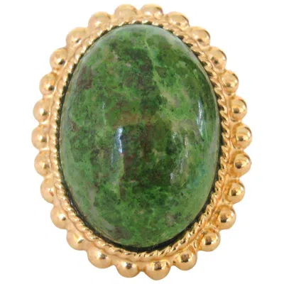 Pre-owned Stephen Dweck Sterling Silver Gold Wash Jasper Ring 1992 In Gray