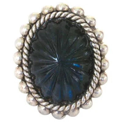 Pre-owned Stephen Dweck Sterling Silver Lapis Ring 1992 In Black