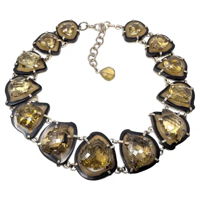 Pre-owned Stephen Dweck Sterling Silver Necklace Citrine & Diamonds One Of A Kind 2006 In Multi
