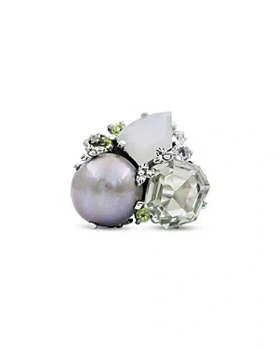 Stephen Dweck Women's Rockrageous Green Prasiolite, Moonstone, Peridot Pearl & White Topaz Sterling Silver Ring