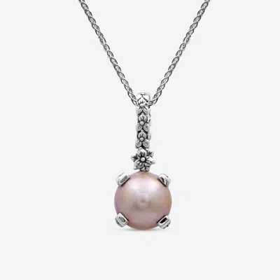Stephen Dweck Sterling Silver, Round Golden Pearl Pendant Sdp-24003 In Pink