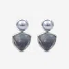 STEPHEN DWECK STERLING SILVER, SILVER PEARL HAND CARVED NATURAL QUARTZ AND MOTHER OF PEARL CLIP EARRINGS SDE-32043