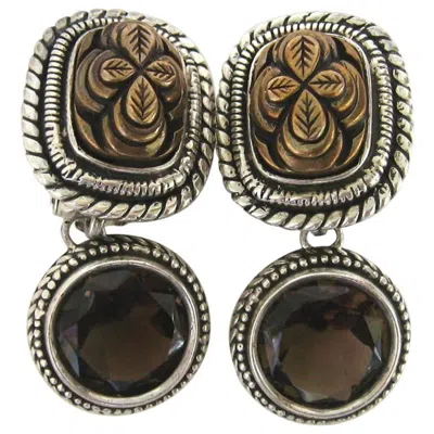 Pre-owned Stephen Dweck Sterling Silver Smokey Quartz Dangle Earrings 1990s Never Worn In Black
