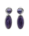 STEPHEN DWECK STERLING SILVER TERRAQUATIC SUGILITE & CULTURED FRESHWATER PEARL DROP EARRINGS