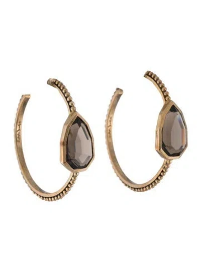 Pre-owned Stephen Dweck Stone Cathedral Hoop Earrings In Multi