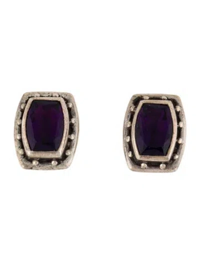 Pre-owned Stephen Dweck Stone Clip-on Earrings In Purple
