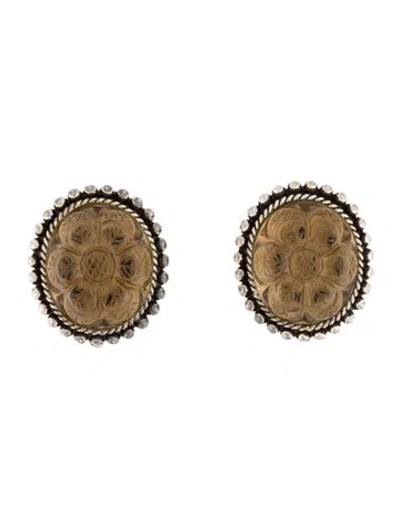 Pre-owned Stephen Dweck Stone Clip-on Earrings In Yellow