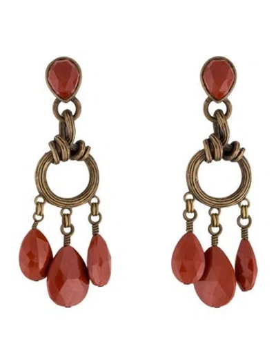 Pre-owned Stephen Dweck Stone Drop Earrings In Orange