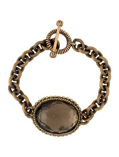 Pre-owned Stephen Dweck Stone Link Bracelet, 7" In Brown