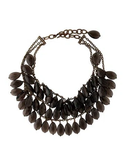 Pre-owned Stephen Dweck Stone Multistrand Necklace, 20.5" In Brown