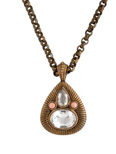 Pre-owned Stephen Dweck Stone Pendant Necklace, 20" In Multicolor