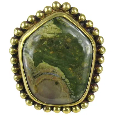 Pre-owned Stephen Dweck Stone Sterling Silver Ring 1992 In Brown