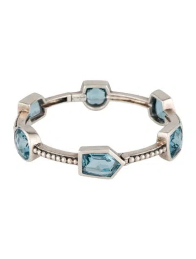 Pre-owned Stephen Dweck Synthetic Quartz Station Bangle Bracelet, 7.75" In Multicolor