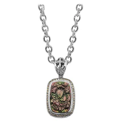 Pre-owned Stephen Dweck Tahitian Mother Of Pearl & 0.50cts Champagne Diamond Pendant In Sterling Silver In Multi