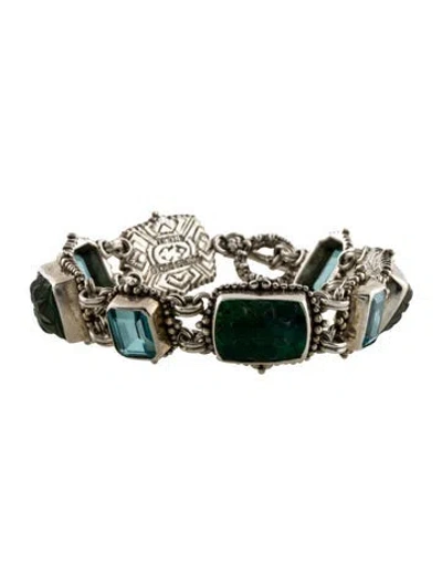 Pre-owned Stephen Dweck Topaz & Quartz Doublet Link Bracelet, 7" In Multi