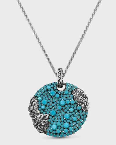 Stephen Dweck Turquoise Pave Pendant Necklace In Metallic