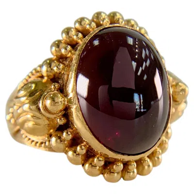 Pre-owned Stephen Dweck Vintage 1990's  Pink Tourmaline Cabochon Ring 22k Yellow Gold