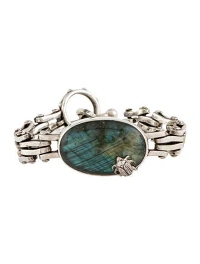 Pre-owned Stephen Dweck Vintage Labradorite Station Bracelet, 7.25" In Multi